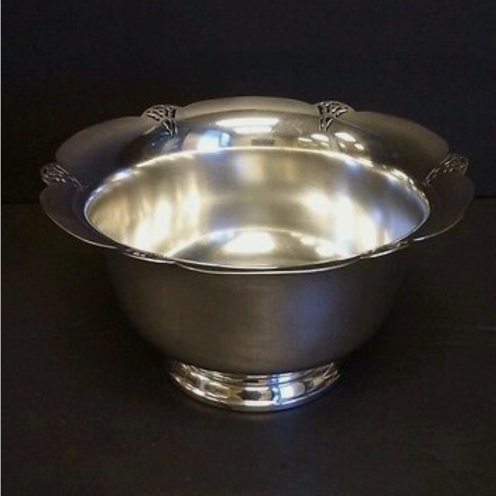 Rogers Silver Plate Bowl Scalloped Edge Pierced Metal Vintage #42771